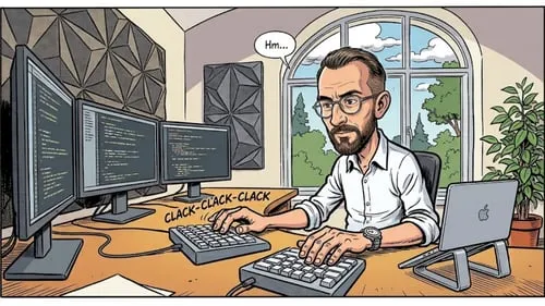 Patrick bei der Arbeit im Büro - Comic